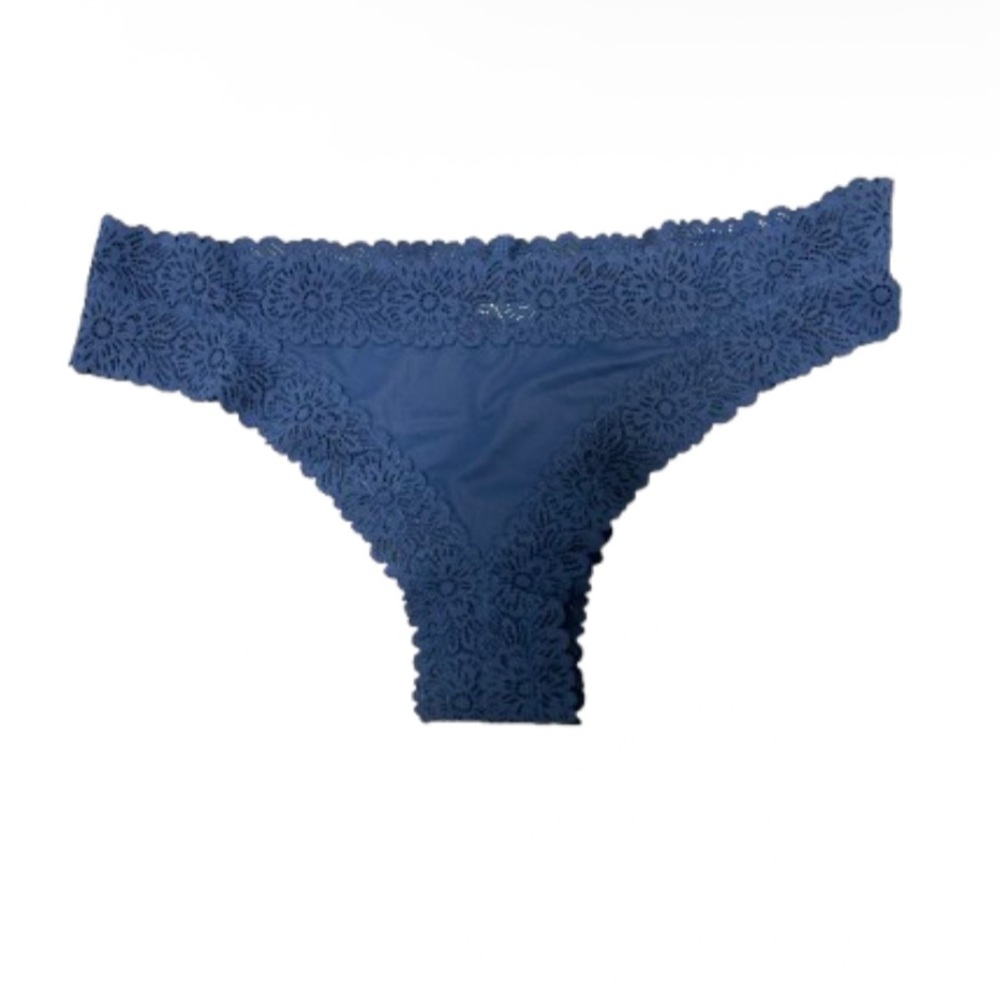 💙 NEW Aerie S Blue Lace Triangle Trim  Panties 🎀